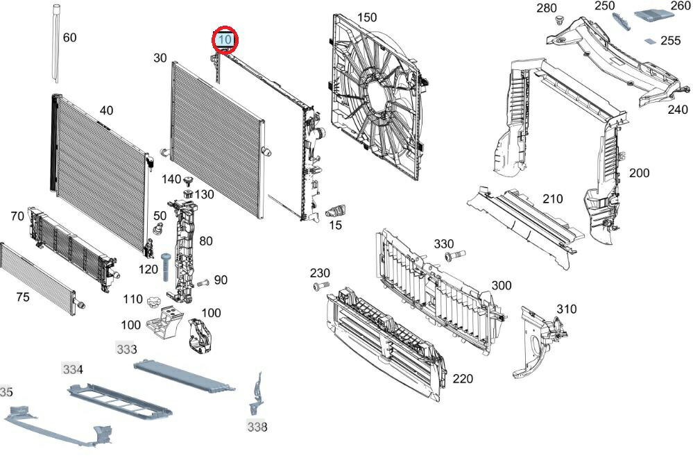 Mercedes-Benz（メルセデスベンツ）ラジエター 優良品 社外品 新品Cクラス/Eクラス/GLEクラス/GLCクラス/CLSクラスW205/W213/W238/W253/W2570995007303