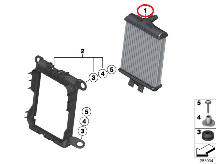 BMW 補助ラジエター 純正品 新品 1シリーズ F20 F21 2シリーズ F22 F23 3シリーズ F30 F31 F34 4シリーズ F32 F33 F36 17117628057
