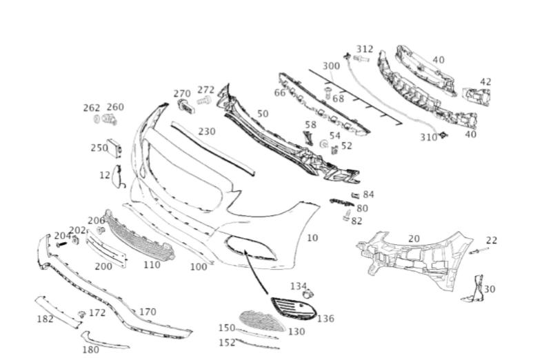 Mercedes-Benz（メルセデスベンツ）Fバンパー（純正品・新品） Cクラス純正番号：2048808347649999