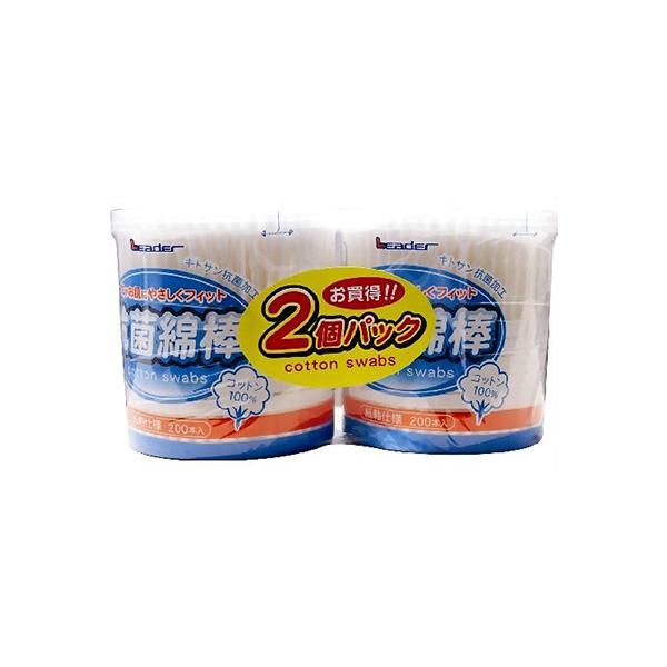 日進医療器 リーダー 抗菌綿棒 200本入 (2個パック) 紙軸