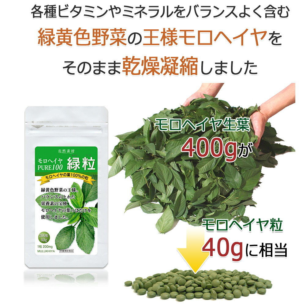無添加 モロヘイヤ100％ 緑粒200粒 国内製造 無添加無農薬モロヘイヤ 緑黄色野菜の...