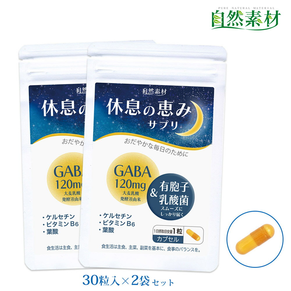 創業45年 休息の恵みサプリ30粒×2袋(2ヶ月分) GABA 120mg ギャバ 有胞子乳酸菌 ケルセチン 葉酸 ビタミンB6 送料無料 睡眠 サプリ 大日ヘルシーフーズ直販 国内製造 ポスト投函