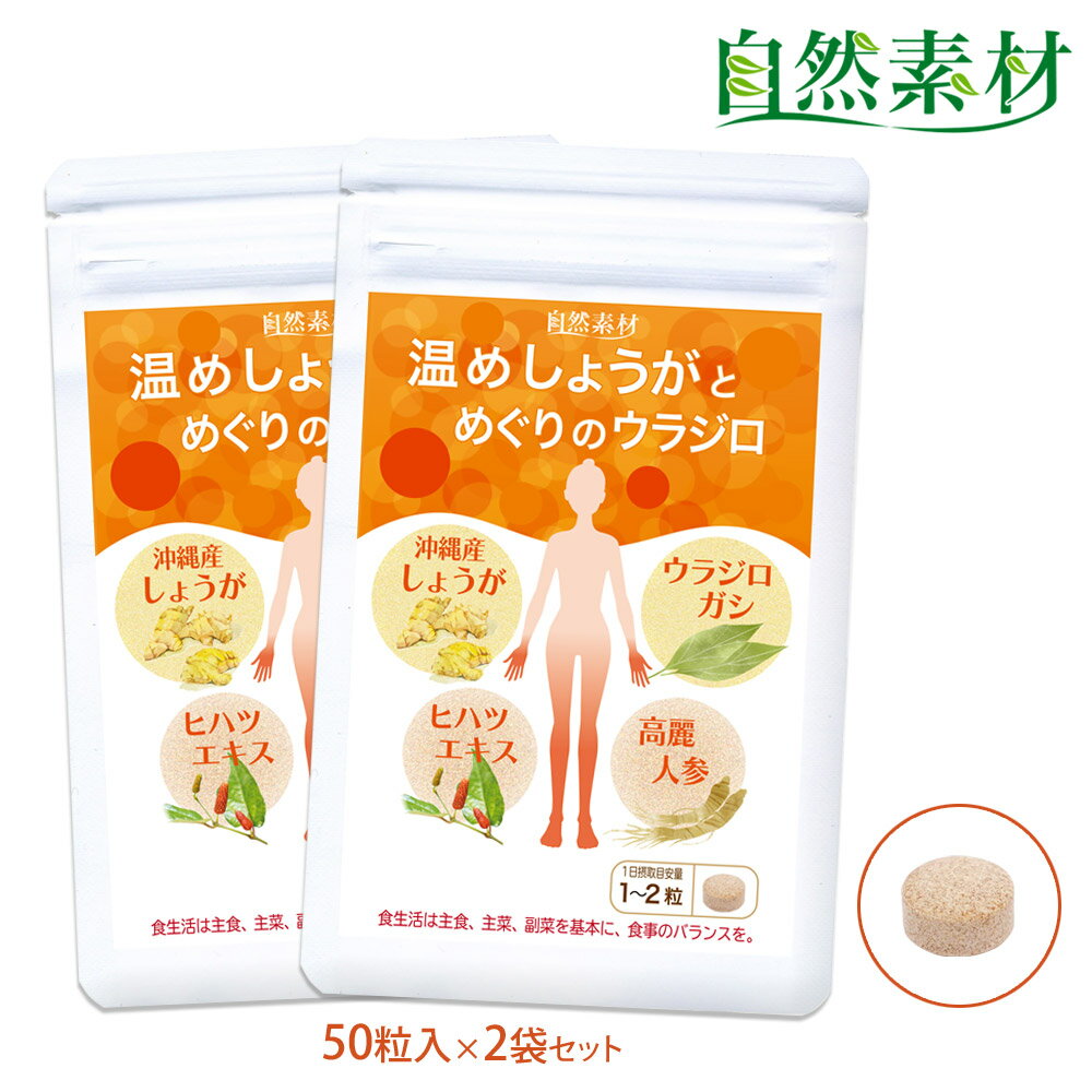 創業45年 温めしょうがとめぐりのウラジロ 2袋 50粒入×2 生姜 ヒハツ ウラジロガシ 高麗人参 温活 サプリ 送料無料 大日ヘルシーフーズ直販 国内製造 ポスト投函