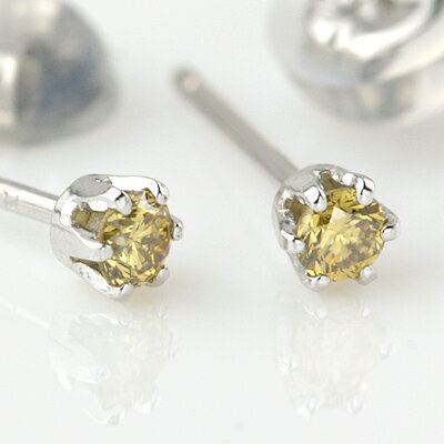 PTゴールデンイエローダイヤモンドピアス 0.10ct