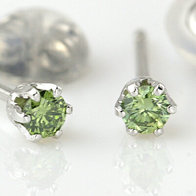 PTペリドットグリーンダイヤモンドピアス 0.10ct