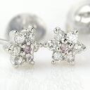 【送料無料】プレゼントに!K18WGピンクダイヤモンドピアス 0.02ct 0.12ct