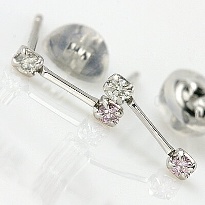 K18WGピンクダイヤモンドピアス 0.04ct　0.04ct　ピンクダイヤ ピアス