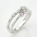 K18WGピンクダイヤリング 0.13ct 　0.15ct