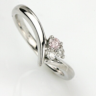 Rakuten - K18WG天然ピンクダイヤリング 0.05ct　0.06ct