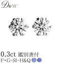 別格 ダイヤ PT ダイヤモンド ピアス 0.3ct (トータル2石) 両耳用 Gカラー SI2クラス VERYGOODカット ハートアンドキューピッド H＆C ソーティング ( 鑑定書 の元) 付 プラチナ 6本爪 ダイヤピアス カラット スタッド 一粒 ベリーグッド EXCELLENT エクセレント シンプル