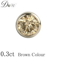 プラチナ900天然ダイヤモンドピアス　0.30ct【 Light Brownカラー】【フクリン留タ...