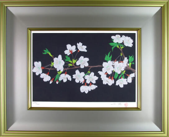 中島千波 木版画 1999年 桜花（1）
