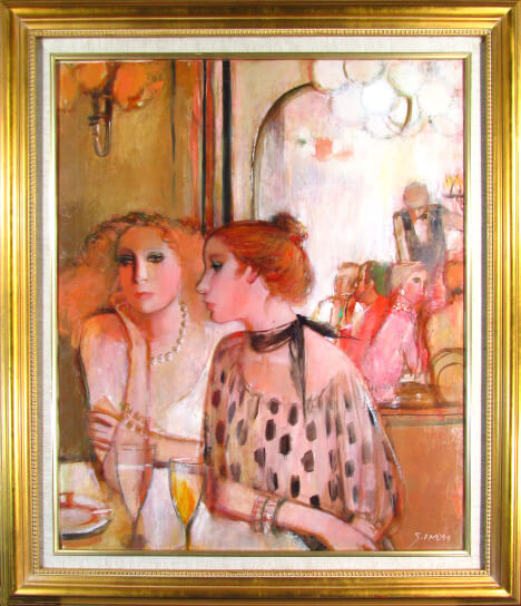 今井幸子 カフェにて 油彩20号 1980年代