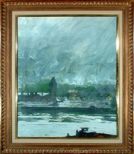 岡義実 西の日のルーアン 油彩20号