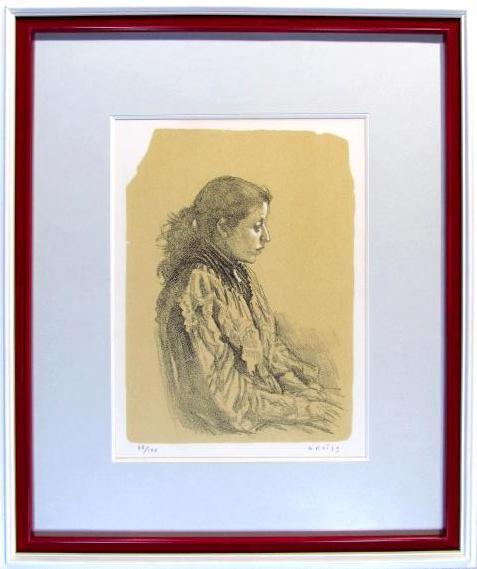 小磯良平 婦人像 リトグラフ 1980