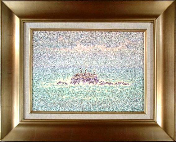 山田嘉彦 鵜の岩 油彩4号