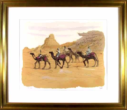 平山郁夫 絲綢之路 リトグラフ 平山郁夫直筆鉛筆署名 1990年 生前作 平山郁夫本人監修 しちゅうのみち