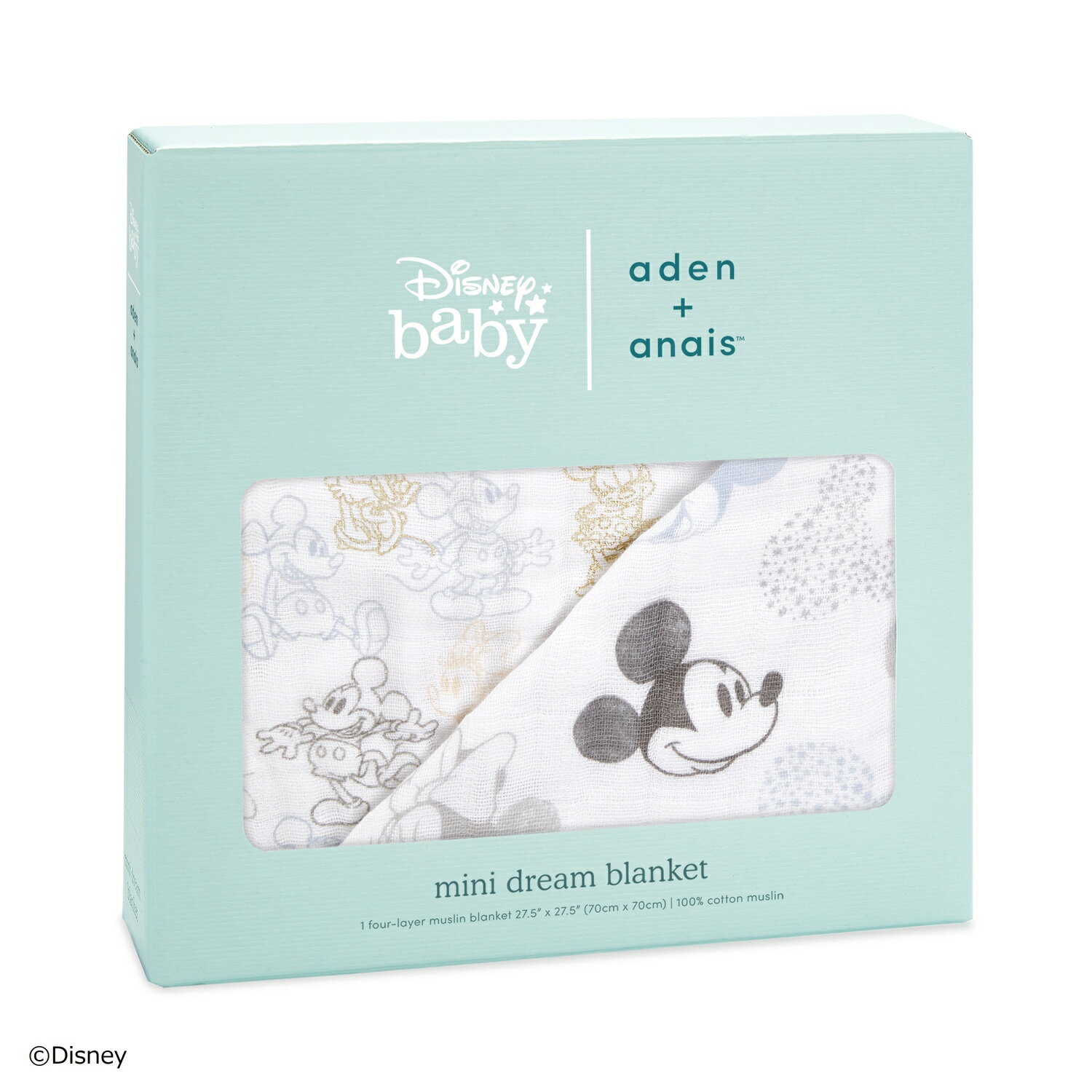 aden + anais エイデンアンドアネイ ミニブランケット | ミッキー+ミニー ディズニーキャラクター 出産準備 出産祝い 赤ちゃん コットンモスリン