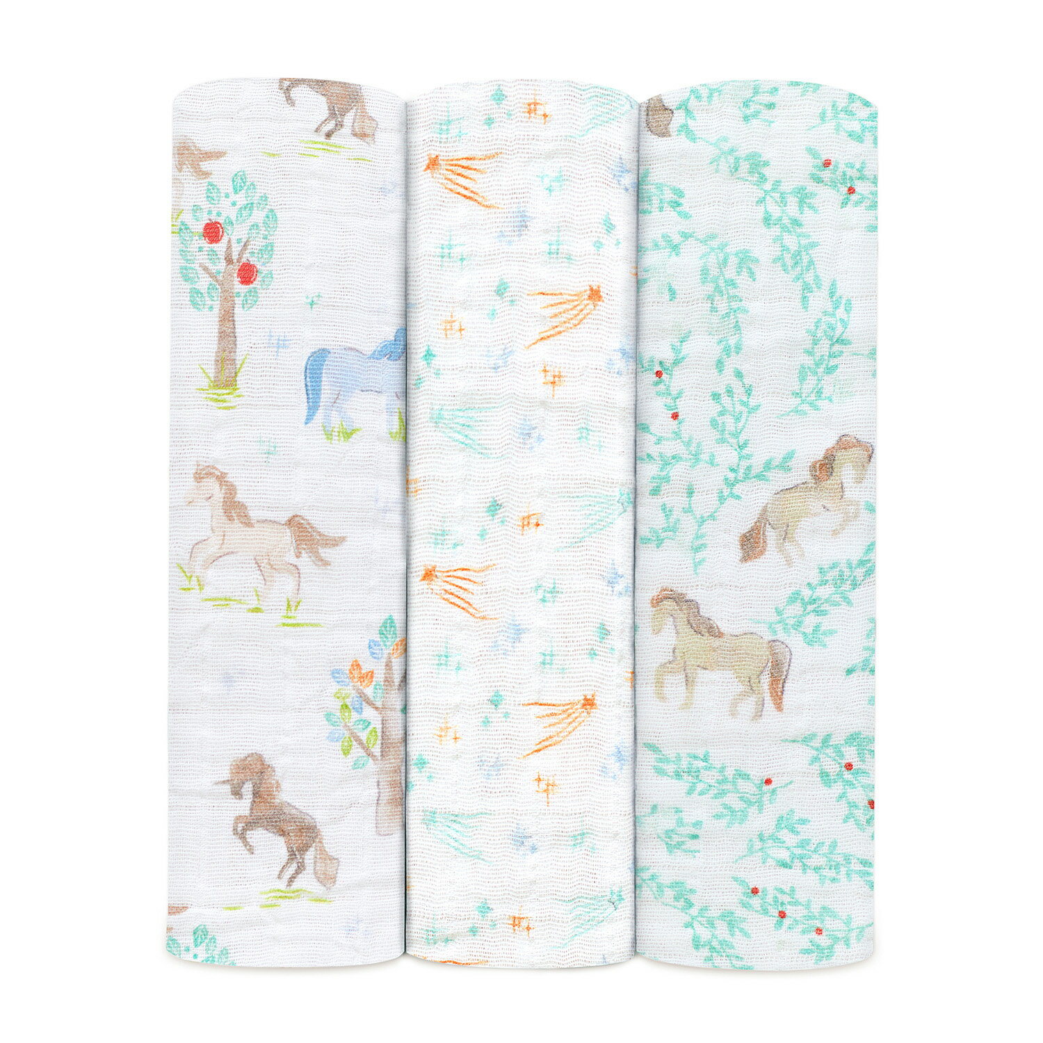 【予約】aden + anais エイデンアンドアネイ おくるみスワドル イヤーオブザホース・うま 3枚 | 2026年..