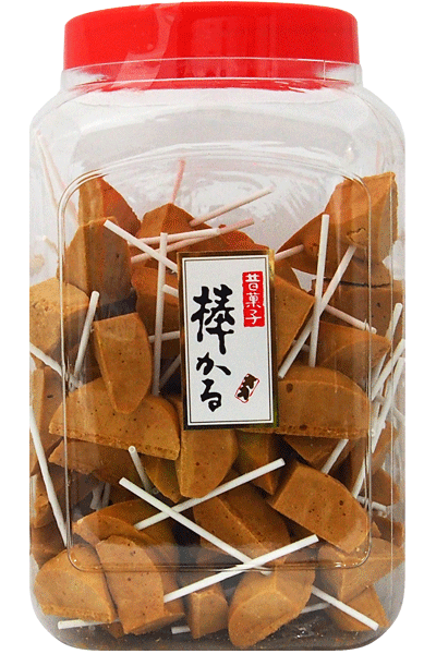 【平安製菓】棒かる(100本入)　　　　　　　　｛駄菓子　だがし　おかし　カルメ焼　かるめ焼　駄菓子屋　屋台　大人買い　まとめ買い　ポット容器入り駄菓子｝のサムネイル