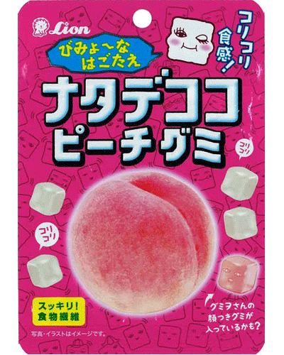 【ライオン菓子】ナタデココグミ〈ピーチ〉44g（10袋入）