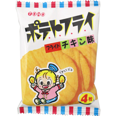 【東豊製菓】4枚ポテトフライ〈フライドチキン味〉（20袋入）　　　｛だがし　駄菓子屋　大人買い　スナック菓子｝のサムネイル
