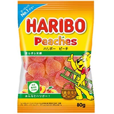 【三菱食品】ハリボー80g〈ピーチ〉（10袋入）