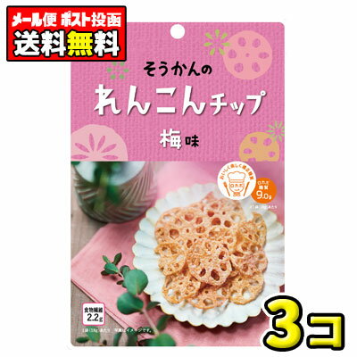 【ポスト投函・メール便】【全国送料無料】壮関　そうかんのれんこんチップ梅味 18g（3袋）
