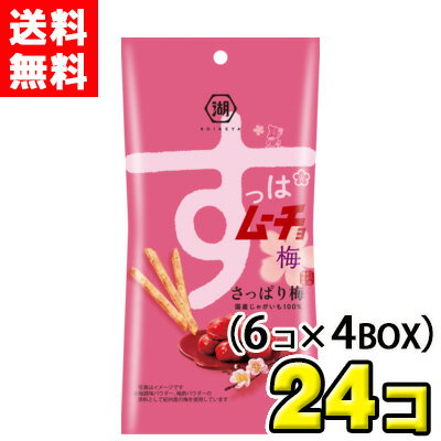 【送料無料】湖池屋　スリムバッグ スティックすっぱムーチョ さっぱり梅（6袋入×4BOX)