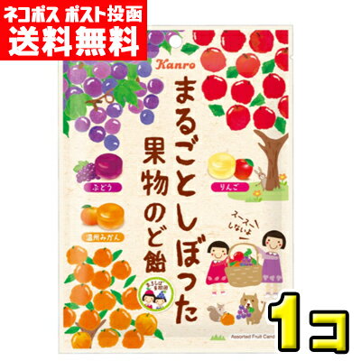 【ポスト投函メール便】【送料無料】カンロ　まるごとしぼった果物のど飴80g（1袋）
