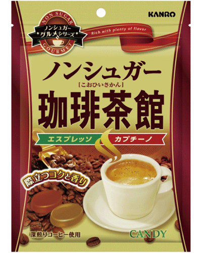 【カンロ】ノンシュガー珈琲茶館72g（6袋入）