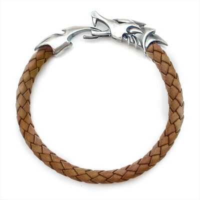 ウロボロス Ouroboros 龍 ドラゴン レザーブレス 送料無料 革 レザーブレス レザーブレス 本革 編革 シルバー 銀製 ブレス メンズ ギフト 人気 おしゃれ カジュアル シンプル オリジナル ハンドメイド ドメスティック 国産 ブランド DAgDART ダグダート ナチュラル DB-166N