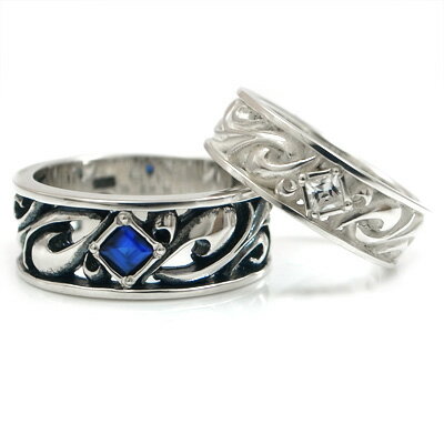 キュービックジルコニア サファイア (合成) ペア 名入れ シルバー 3号 4号 5号 6号 7号 8号 9号 10号 11号 12号 13号 14号 15号 ...