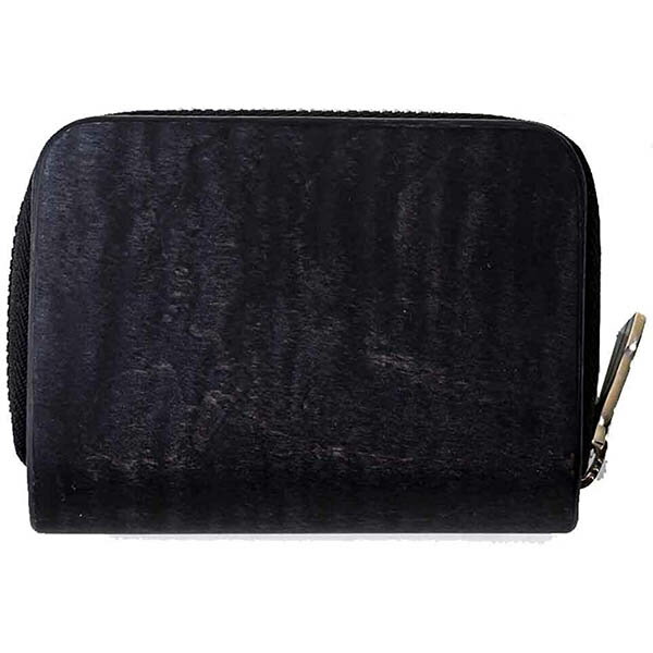 【10％OFFクーポン利用で】木の財布 カーリーメイプル使用 財布 二つ折り財布 ブランド かわいい ファスナー ミニ財布 コインケース サイフ さいふ キーケース ブラック key-001-BLK sciva シーバ The Wallet ザ ウォレット メンズ 国内正規品 送料無料