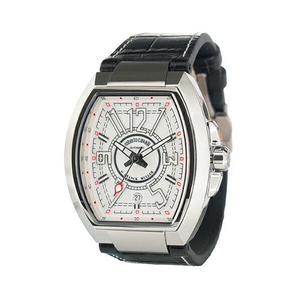 【10％OFFクーポン利用で】roberto cavalli by FRANCK MULLER ロベルト カヴァリ バイ フランク ミュラー トノー 機械式 自動巻き ブラック シルバー RV1G207L0011 メンズ 腕時計 国内正規品 送料無料