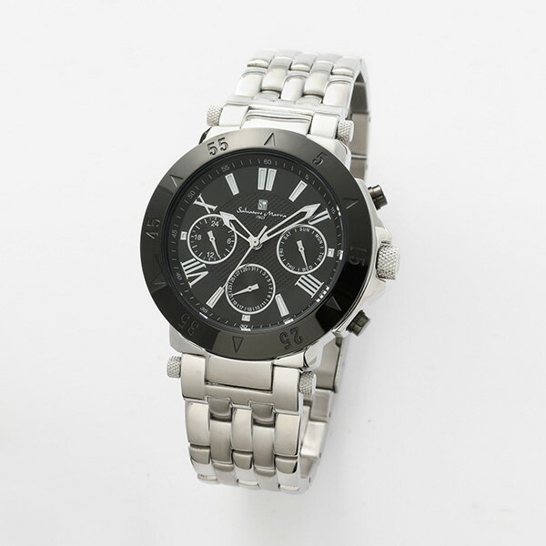 メーカー：Salvatore Marra サルバトーレマーラ製品名（メーカー型番）：SM22108-SSBKJANコード：4560338473557ケースサイズ： 横×縦×厚み：約4.2cm×4.2cm×1.2cmムーブメント：クォーツバンド素材：ステンレス防水：10気圧防水ガラス素材：ミネラルクリスタルガラスケース素材：ステンレス機能 付加仕様：重量：約159g バンド最小-最大サイズ：約20cm 時間精度：月差±20秒 24時間計 日付・曜日表示 日本製クォーツ 文字盤カラー：ブラック バンドカラー：シルバー ベゼル：ブラック メーカー保証期間：1年間 付属品：取扱説明書兼保証書 ケース スタンダードモデル 【Salvatore Marra サルバトーレ マーラ 】 イタリアの文化、デザインとインターナショナルなセンスとの融合が生んだ「挑発とエレガンス」をコンセプトとするウォッチブランド抜粋4：SM22108-SSBK Salvatore Marra サルバトーレマーラ 腕時計 マルチカレンダー ステンレスバンドメーカー希望小売価格はメーカーカタログに基づいて掲載していますSM22108-SSBK Salvatore Marra サルバトーレマーラ メンズ 腕時計 国内正規品 送料無料