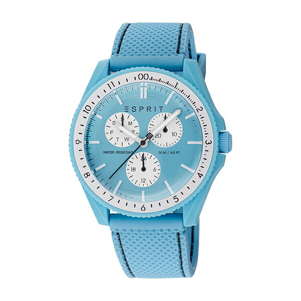 メーカー：ESPRIT エスプリ製品名：ES1L416P0045JANコード：4894626211119ケースサイズ：40mmムーブメント：クォーツバンド：シリコンラバー防水：5ATMケース：バイオセラミック文字盤色：ライトブルー付属品：箱...