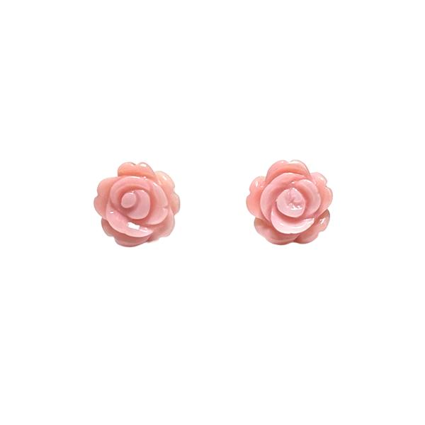 樂天商城 - バラ コンクシェル プラチナ ピアス 8mm 薔薇 ピンク 花 両耳用 かわいい