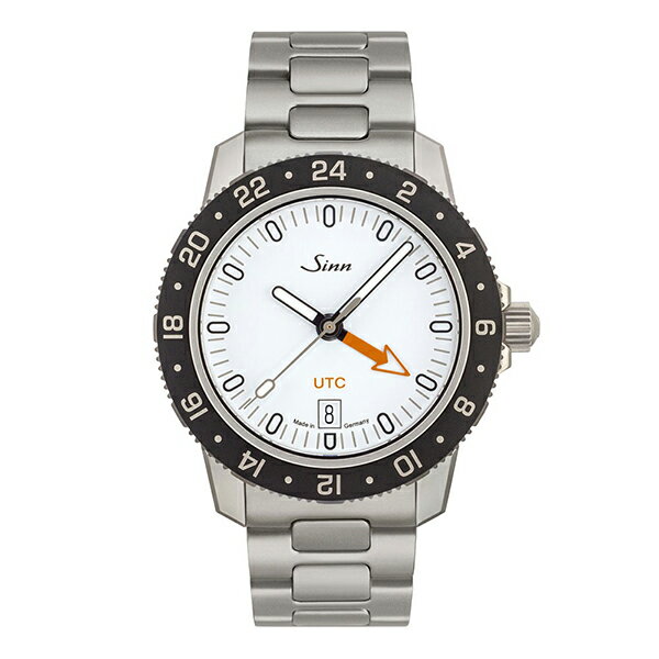 メーカー：Sinn ジン製品名：105.ST.SA.UTC.W ブレス仕様JANコード：4010546459301ムーブメント：・SW330-1（自動巻／25石／28,800振動） ・駆動時間：42時間機能：・時・分・秒 ・24時間表示式UTC（デュアルタイム）機能 ・24時間刻みの両方向回転ベゼル ・デイト表示ケース・ベルト：・ケース：ステンレススチール ・ベルト：カウレザーストラップ ・風防：両面無反射サファイアクリスタル ・リューズ：ねじ込み式 ・裏蓋：サファイアクリスタル、ねじ込み式 ・特殊結合方式の両方向回転ベゼル（PVD加工＋テギメント加工） ・防水性能：20気圧防水 ・負圧耐性サイズ・重量：・ケースサイズ：直径41mm×厚さ11.9mm ・重量：73g（ベルトを除く） ・ベルト幅：20mmその他：保証期間：2年説明：テクニカルでスポーティな外観に多彩な機能を加えたこの時計は、妥協のない機能と高品質なデザインを新たな形で融合させています。このモデルの第二時間帯表示は24時間刻みの両方向回転ベゼルを使って設定でき、この方法であればリューズを使ってオレンジ色のUTC針をセットする必要がなく、数秒で完了します。もちろん、リューズを使って従来の方法でUTC針をセットし、回転ベゼルを初期位置のままにしておくことも可能です。また、矢印の形をしたUTC針は、現在の太陽の位置が見えているときに、大まかな基本方位を決めるのにも使うことができます。回転ベゼルにはブラック・ハード・コーティングが施され、サンドマット加工のケースに特殊結合方式で固定されているため、絶対に外れることがありません。 このモデルにはオレンジ色のアクセントが効いたマットブラックダイヤルのモデル「105.ST.SA.UTC」もあります。サファイアクリスタル製のシースルーバックから、機械式ムーブメントの動きを細部まで観察することができます。補足：※こちらの商品は当社の実店舗や他サイトでも同時に販売している為、ご注文のタイミングによっては完売になってしまっている場合がございます。その際はキャンセルのメールを差し上げますので悪しからずご了承くださいませ。Sinn ジン スポーツ ウォッチ 自動巻き ドイツ製 105.ST.SA.UTC.W ブレス仕様メーカー：Sinn ジン製品名：105.ST.SA.UTC.W ブレス仕様JANコード：4010546459301ムーブメント：・SW330-1（自動巻／25石／28,800振動） ・駆動時間：42時間機能：・時・分・秒 ・24時間表示式UTC（デュアルタイム）機能 ・24時間刻みの両方向回転ベゼル ・デイト表示ケース・ベルト：・ケース：ステンレススチール ・ベルト：カウレザーストラップ ・風防：両面無反射サファイアクリスタル ・リューズ：ねじ込み式 ・裏蓋：サファイアクリスタル、ねじ込み式 ・特殊結合方式の両方向回転ベゼル（PVD加工＋テギメント加工） ・防水性能：20気圧防水 ・負圧耐性サイズ・重量：・ケースサイズ：直径41mm×厚さ11.9mm ・重量：73g（ベルトを除く） ・ベルト幅：20mmその他：保証期間：2年説明：テクニカルでスポーティな外観に多彩な機能を加えたこの時計は、妥協のない機能と高品質なデザインを新たな形で融合させています。このモデルの第二時間帯表示は24時間刻みの両方向回転ベゼルを使って設定でき、この方法であればリューズを使ってオレンジ色のUTC針をセットする必要がなく、数秒で完了します。もちろん、リューズを使って従来の方法でUTC針をセットし、回転ベゼルを初期位置のままにしておくことも可能です。また、矢印の形をしたUTC針は、現在の太陽の位置が見えているときに、大まかな基本方位を決めるのにも使うことができます。回転ベゼルにはブラック・ハード・コーティングが施され、サンドマット加工のケースに特殊結合方式で固定されているため、絶対に外れることがありません。 このモデルにはオレンジ色のアクセントが効いたマットブラックダイヤルのモデル「105.ST.SA.UTC」もあります。サファイアクリスタル製のシースルーバックから、機械式ムーブメントの動きを細部まで観察することができます。補足：※こちらの商品は当社の実店舗や他サイトでも同時に販売している為、ご注文のタイミングによっては完売になってしまっている場合がございます。その際はキャンセルのメールを差し上げますので悪しからずご了承くださいませ。Sinn ジン スポーツ ウォッチ 自動巻き ドイツ製 105.ST.SA.UTC.W ブレス仕様