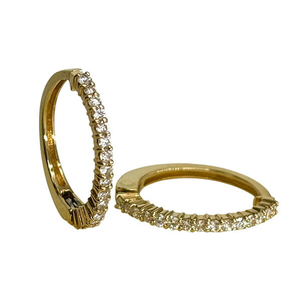 【10％OFFクーポン利用で】k18 ダイヤモンド ピアリング イヤリング 0.20 イエローゴールド 18金 ノンホールピアス プレゼント ギフト エタニティ ハーフエタニティピアリング 両耳 レディース メンズ E972521-267915