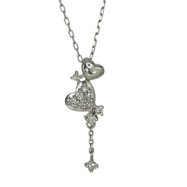 乐天商城 - 【10％OFFクーポン利用で】ダイヤモンド ハートモチーフ ペンダント ネックレス 0.11ct 18金 ホワイトゴールド あずきチェーン K18 つけっぱなし