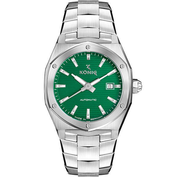 メーカー：KONIG74 ケーニグ74製品名：K74C003防水：100m防水ケースサイズ： 横（リューズ含めず）×縦×厚み：約φ42mm(リューズ除く)バンド素材：ステンレススティールガラス素材：サファイアクリスタルケース素材：ステンレス...