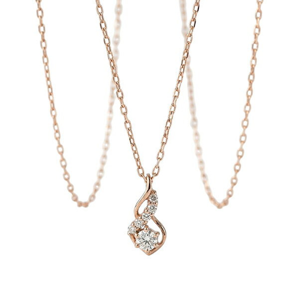 乐天商城 - 【2,000円OFFクーポン利用で】ダイヤモンド ネックレス 0.11ct K18PG ピンクゴールド 18金 ラインネックレス しずく ドロップ ペンダント 天然石 ジュエリー レディース ギフト プレゼント