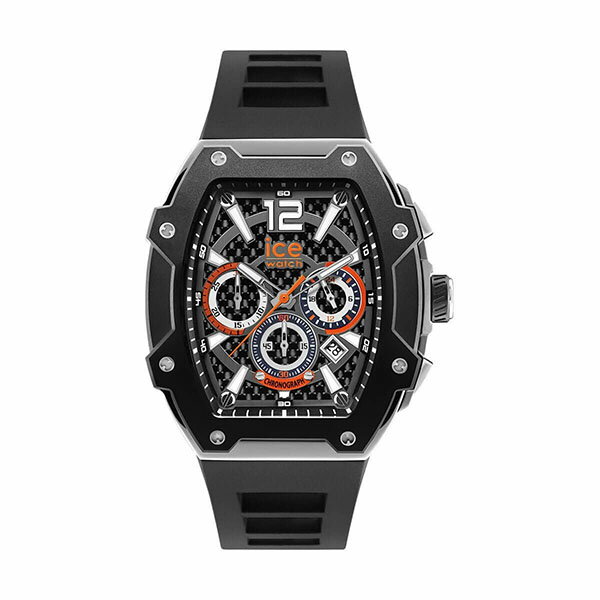 ICE WATCH アイスウォッチ ブラック トノー型 クロノグラフ カーボンファイバーダイヤル シリコンラバーストラップ クォーツ 024363 メンズ 腕時計 国内正規品 送料無料
