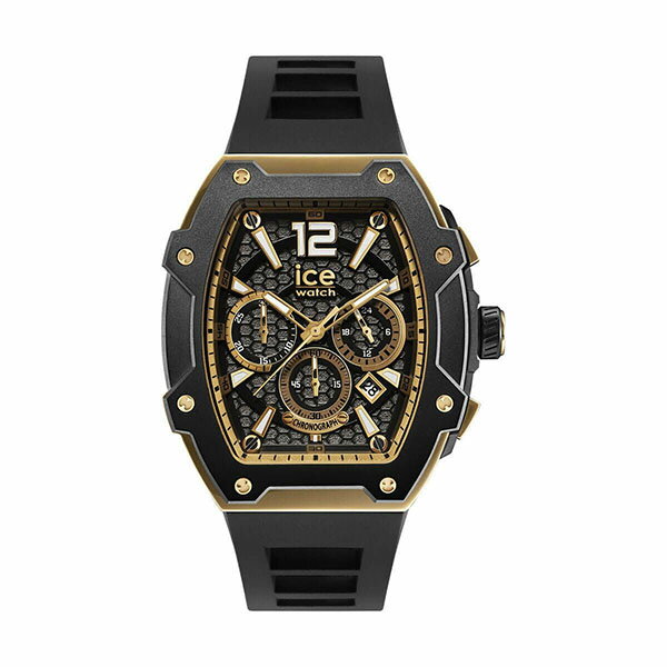 ICE WATCH アイスウォッチ ブラック/ゴールド トノー型 クロノグラフ ハニカムパターンダイヤル シリコンラバーストラップ クォーツ 024365 メンズ 腕時計 国内正規品 送料無料