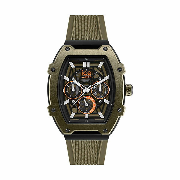 ICE WATCH アイスウォッチ カーキ/ブラック トノー型 マルチファンクション 円状パターンダイヤル シリコンラバーストラップ クォーツ 024369 メンズ 腕時計 国内正規品 送料無料