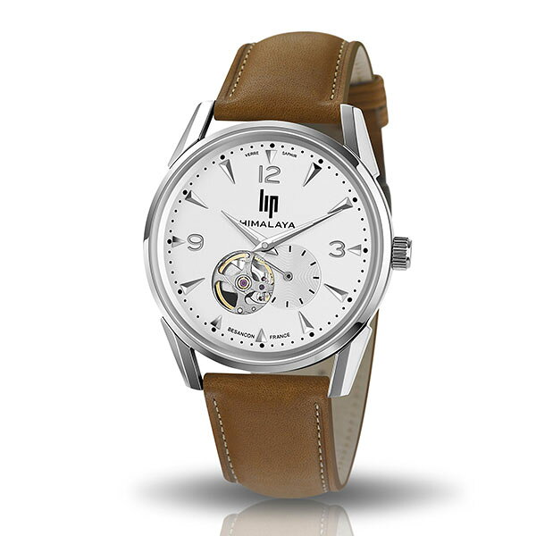 LIP リップ ヒマラヤ 40 MM ビーティングハート シルバー ライトブラウン レザー オートマチック シースルーバック 671558 メンズ 腕時計 国内正規品 送料無料