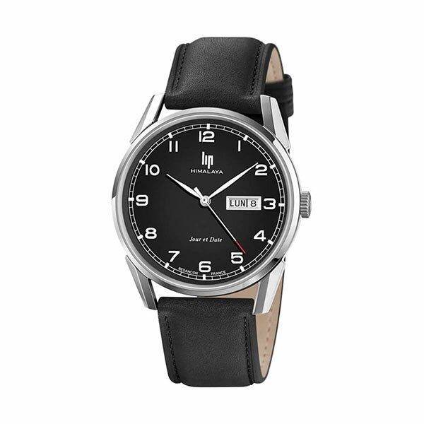LIP リップ ヒマラヤ クラシック 40mm シルバー ブラックダイヤル ブラックレザー デイデイト 671721 メンズ 腕時計 国内正規品 送料無料