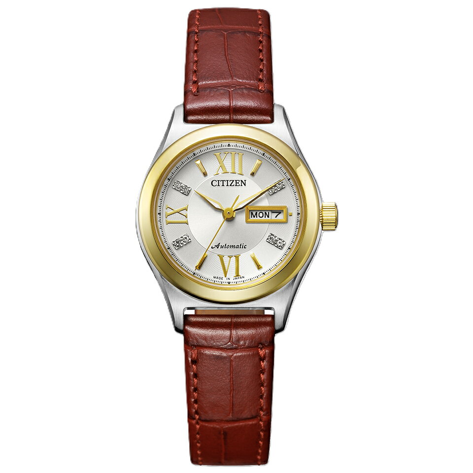 乐天商城 - 【10％OFFクーポン利用で】CITIZEN COLLECTION シチズンコレクション イエローゴールドベゼル レッド牛革 機械式 シースルーバック デイ&デイト PD7166-03A レディース 腕時計 国内正規品 送料無料