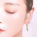 【10%OFFクーポン利用で】(2-32n)ひねり フ−プピアス シンプルピアス 18kイエローゴールド 両耳 レディース 18金 パイプ リングピ...